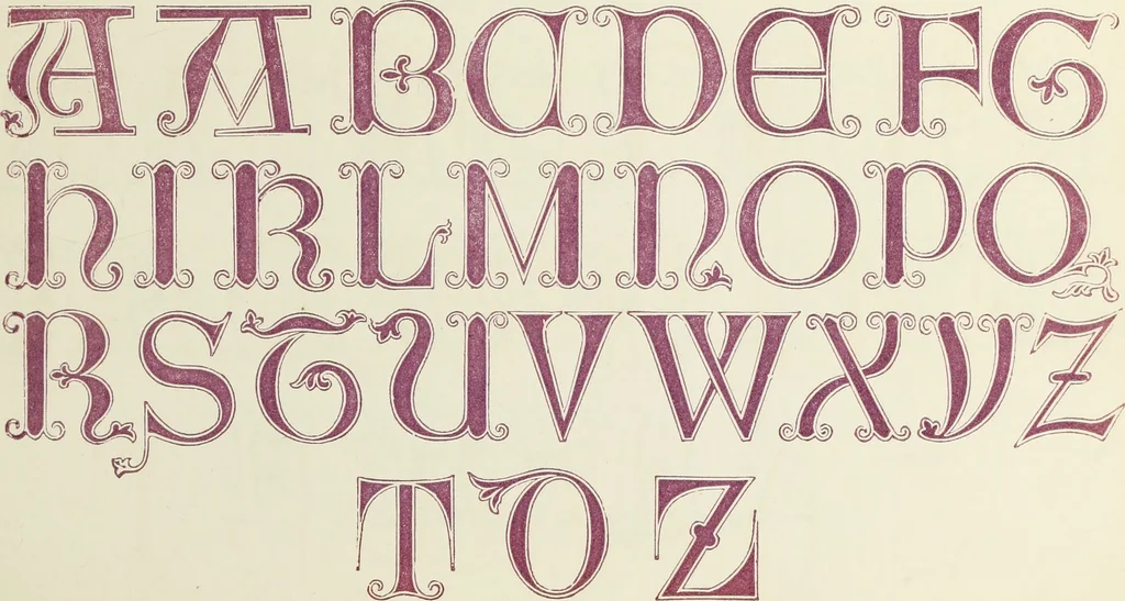 An illustration from The book of ornamental alphabets, ancient and mediaeval, from the eighth century, with numerals; including Gothic; church text, large and small; German arabesque; initials for illumination, monograms, crosses, etc., for the use of architectural and engineering draughtsmen, masons, decorative painters, lithographers, engravers, carvers, etc. etc., 1863, leaf 32