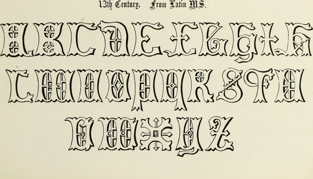 An illustration from The book of ornamental alphabets, ancient and mediaeval, from the eighth century, with numerals; including Gothic; church text, large and small; German arabesque; initials for illumination, monograms, crosses, etc., for the use of architectural and engineering draughtsmen, masons, decorative painters, lithographers, engravers, carvers, etc. etc., 1863, leaf 34