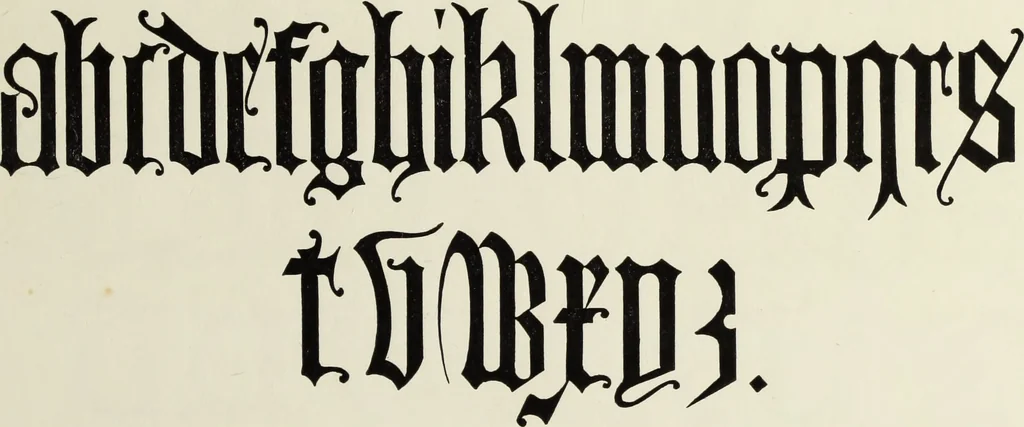 An illustration from The book of ornamental alphabets, ancient and mediaeval, from the eighth century, with numerals; including Gothic; church text, large and small; German arabesque; initials for illumination, monograms, crosses, etc., for the use of architectural and engineering draughtsmen, masons, decorative painters, lithographers, engravers, carvers, etc. etc., 1863, leaf 46