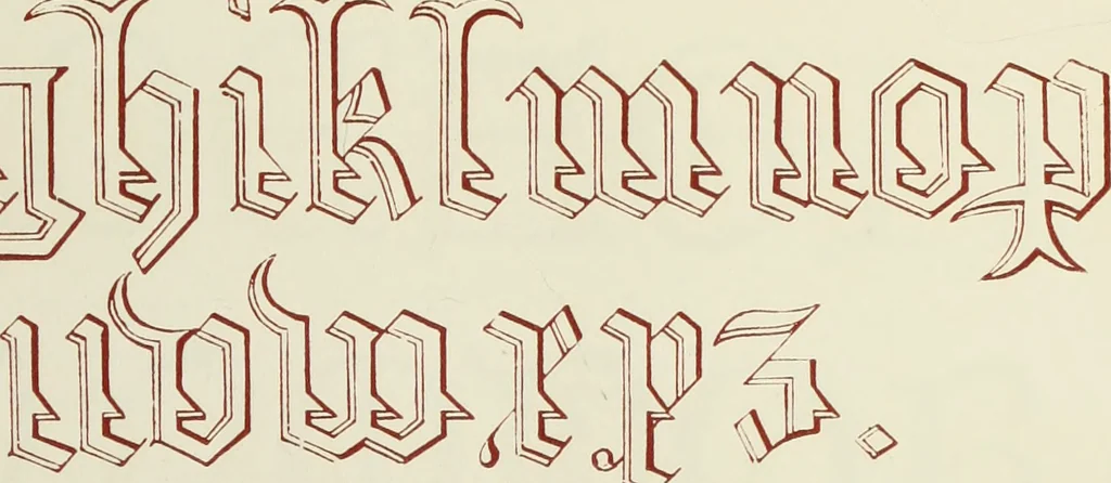An illustration from The book of ornamental alphabets, ancient and mediaeval, from the eighth century, with numerals; including Gothic; church text, large and small; German arabesque; initials for illumination, monograms, crosses, etc., for the use of architectural and engineering draughtsmen, masons, decorative painters, lithographers, engravers, carvers, etc. etc., 1863, leaf 52