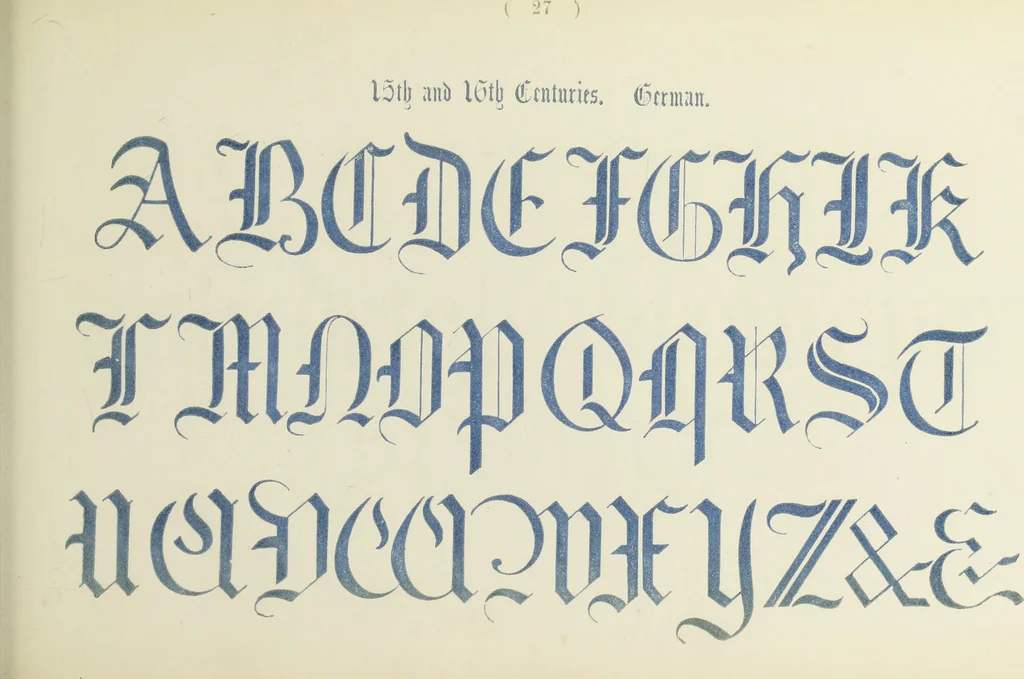 An illustration from The book of ornamental alphabets, ancient and mediaeval, from the eighth century, with numerals; including Gothic; church text, large and small; German arabesque; initials for illumination, monograms, crosses, etc., for the use of architectural and engineering draughtsmen, masons, decorative painters, lithographers, engravers, carvers, etc. etc., 1863, leaf 62
