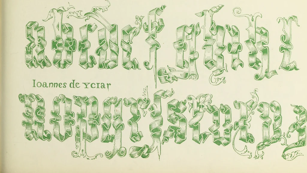 An illustration from The book of ornamental alphabets, ancient and mediaeval, from the eighth century, with numerals; including Gothic; church text, large and small; German arabesque; initials for illumination, monograms, crosses, etc., for the use of architectural and engineering draughtsmen, masons, decorative painters, lithographers, engravers, carvers, etc. etc., 1863, leaf 66