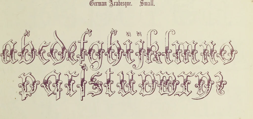 An illustration from The book of ornamental alphabets, ancient and mediaeval, from the eighth century, with numerals; including Gothic; church text, large and small; German arabesque; initials for illumination, monograms, crosses, etc., for the use of architectural and engineering draughtsmen, masons, decorative painters, lithographers, engravers, carvers, etc. etc., 1863, leaf 92