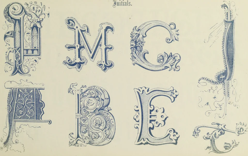 An illustration from The book of ornamental alphabets, ancient and mediaeval, from the eighth century, with numerals; including Gothic; church text, large and small; German arabesque; initials for illumination, monograms, crosses, etc., for the use of architectural and engineering draughtsmen, masons, decorative painters, lithographers, engravers, carvers, etc. etc., 1863, leaf 98