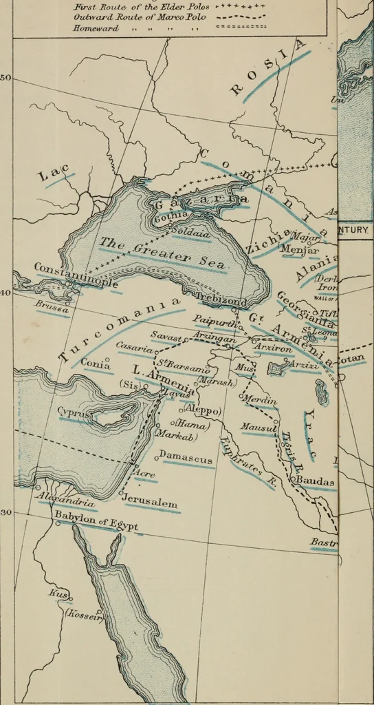 An illustration from The book of Ser Marco Polo : the Venetian concerning the kingdoms and marvels of the East, 1903, leaf 295
