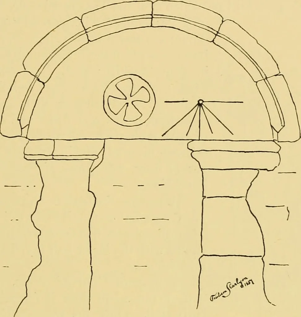 An illustration from The book of sun-dials; originally compiled by the late Mrs. Alfred Gatty; now enl. and re-edited by H. K. F. Eden and Eleanor Lloyd, 1900, leaf 100