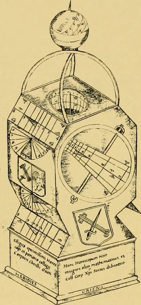 An illustration from The book of sun-dials; originally compiled by the late Mrs. Alfred Gatty; now enl. and re-edited by H. K. F. Eden and Eleanor Lloyd, 1900, leaf 119
