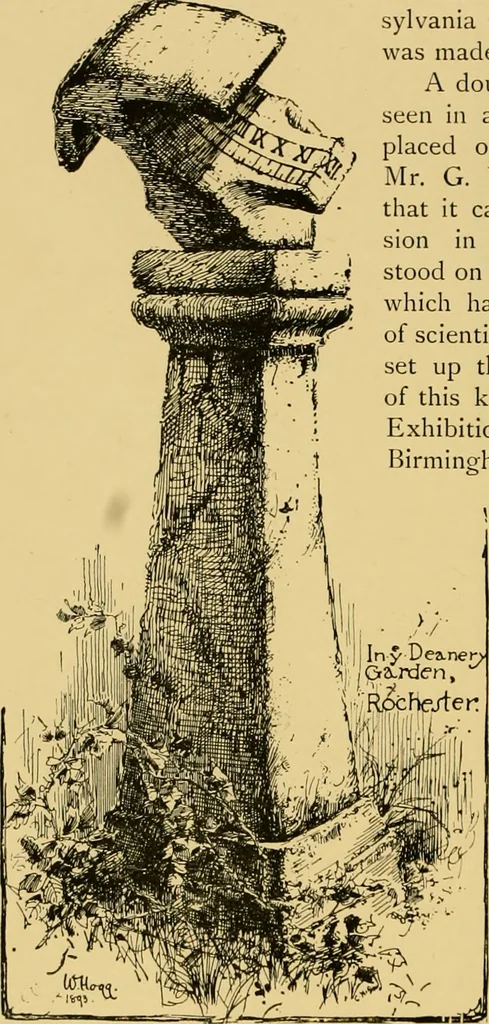 An illustration from The book of sun-dials; originally compiled by the late Mrs. Alfred Gatty; now enl. and re-edited by H. K. F. Eden and Eleanor Lloyd, 1900, leaf 135