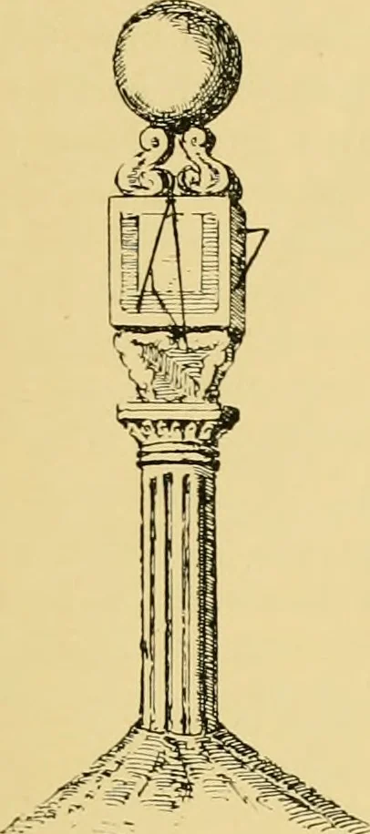 An illustration from The book of sun-dials; originally compiled by the late Mrs. Alfred Gatty; now enl. and re-edited by H. K. F. Eden and Eleanor Lloyd, 1900, leaf 156