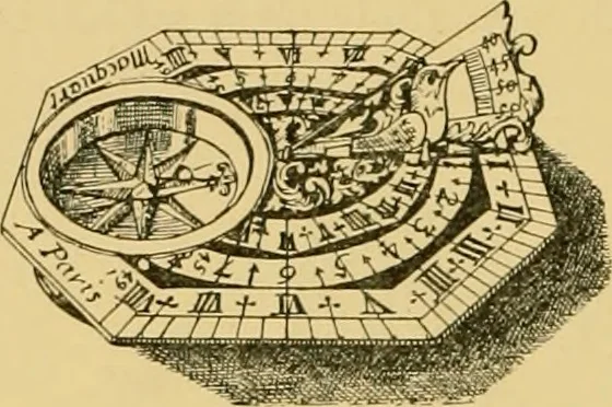 An illustration from The book of sun-dials; originally compiled by the late Mrs. Alfred Gatty; now enl. and re-edited by H. K. F. Eden and Eleanor Lloyd, 1900, leaf 233