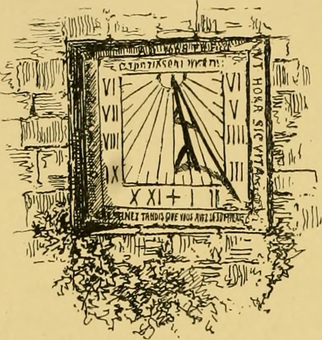 An illustration from The book of sun-dials; originally compiled by the late Mrs. Alfred Gatty; now enl. and re-edited by H. K. F. Eden and Eleanor Lloyd, 1900, leaf 259