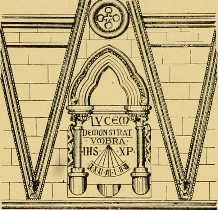An illustration from The book of sun-dials; originally compiled by the late Mrs. Alfred Gatty; now enl. and re-edited by H. K. F. Eden and Eleanor Lloyd, 1900, leaf 357