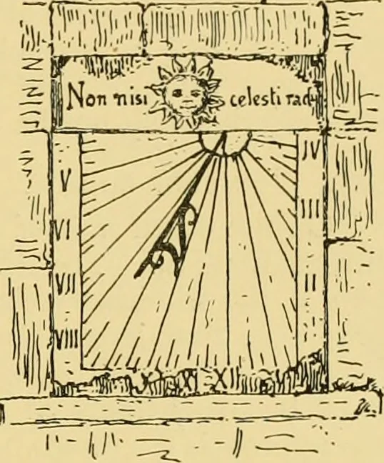 An illustration from The book of sun-dials; originally compiled by the late Mrs. Alfred Gatty; now enl. and re-edited by H. K. F. Eden and Eleanor Lloyd, 1900, leaf 378