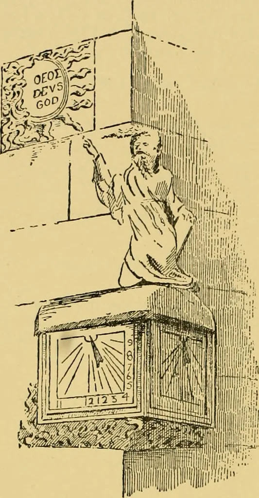 An illustration from The book of sun-dials; originally compiled by the late Mrs. Alfred Gatty; now enl. and re-edited by H. K. F. Eden and Eleanor Lloyd, 1900, leaf 473
