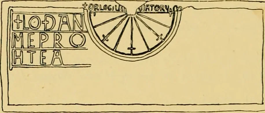 An illustration from The book of sun-dials; originally compiled by the late Mrs. Alfred Gatty; now enl. and re-edited by H. K. F. Eden and Eleanor Lloyd, 1900, leaf 85