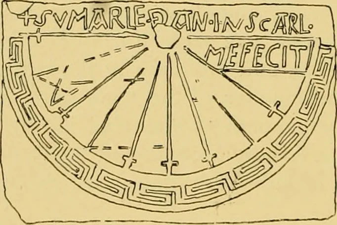 An illustration from The book of sun-dials; originally compiled by the late Mrs. Alfred Gatty; now enl. and re-edited by H. K. F. Eden and Eleanor Lloyd, 1900, leaf 85