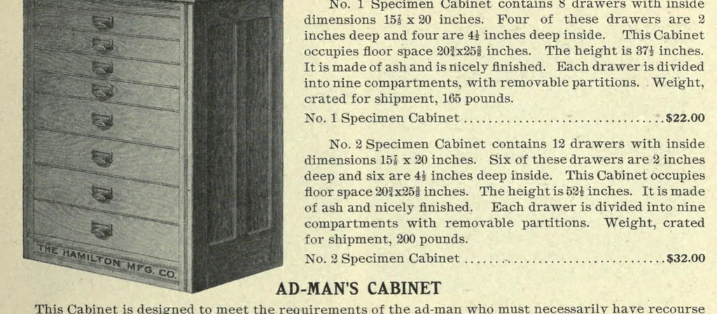 An illustration from Book of type specimens. Comprising a large variety of superior copper-mixed types, rules, borders, galleys, printing presses, electric-welded chases, paper and card cutters, wood goods, book binding machinery etc., together with valuable information to the craft. Specimen book no.9, 1907, leaf 925