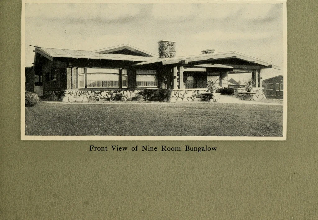 An illustration from book on California bungalows for the prospective home builder, architect or contractor : illustrated with actual photographs, showing floor plans and giving approximate costs, A, 1915, leaf 10
