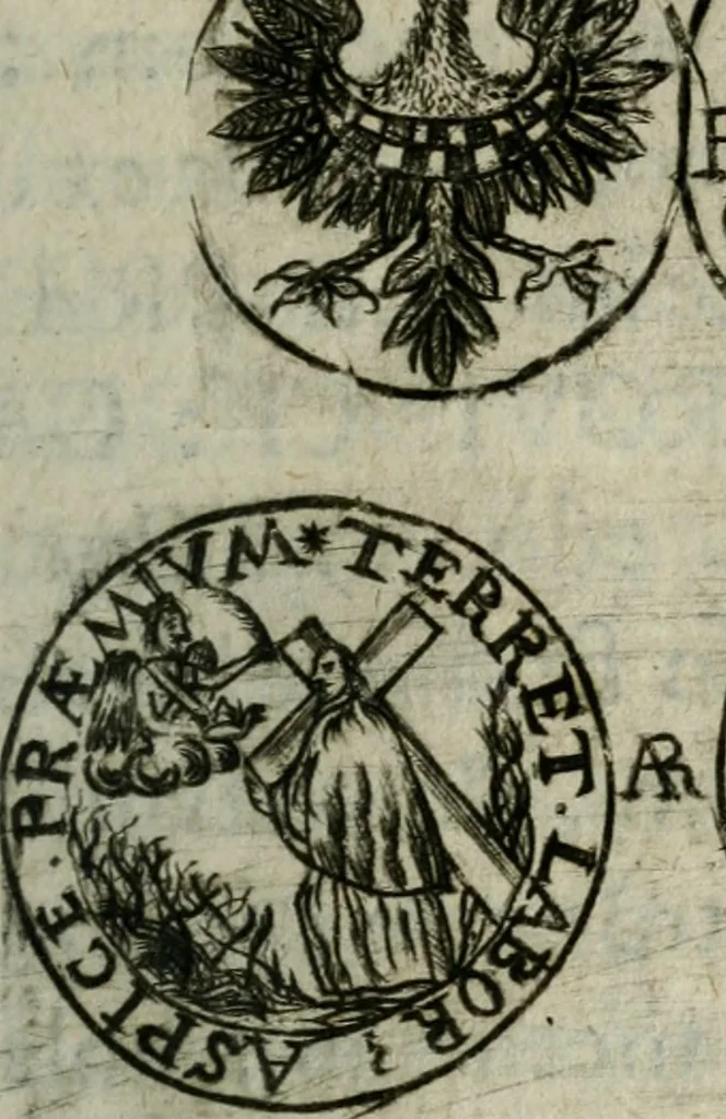 An illustration from Bos in lingua sive discursus academicus de pecuniis vetero-novis a Joanne Stephano Floriantschitsch de Grienfeld .., 1695, leaf 164