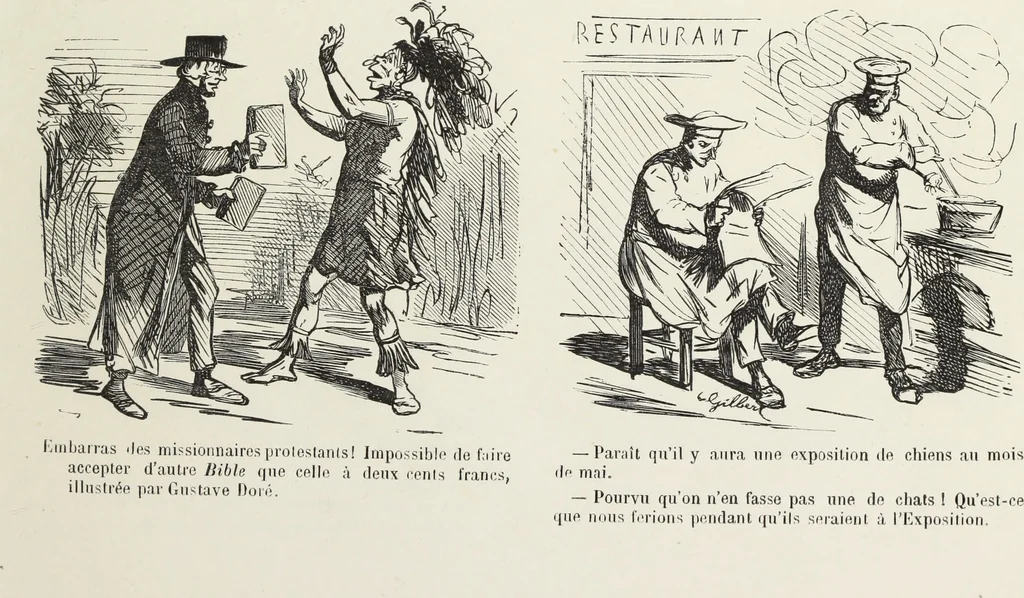 An illustration from Bouffonneries de l'exposition, 1868, leaf 14