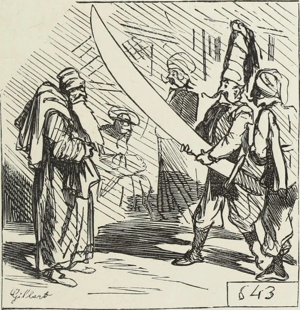 An illustration from Bouffonneries de l'exposition, 1868, leaf 32