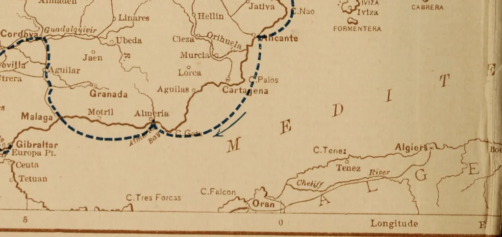 An illustration from The boy travellers in southern Europe : adventures of two youths in a journey through Italy, southern France, and Spain, with visits to Gibraltar and the islands of Sicily and Malta, 1893, leaf 1