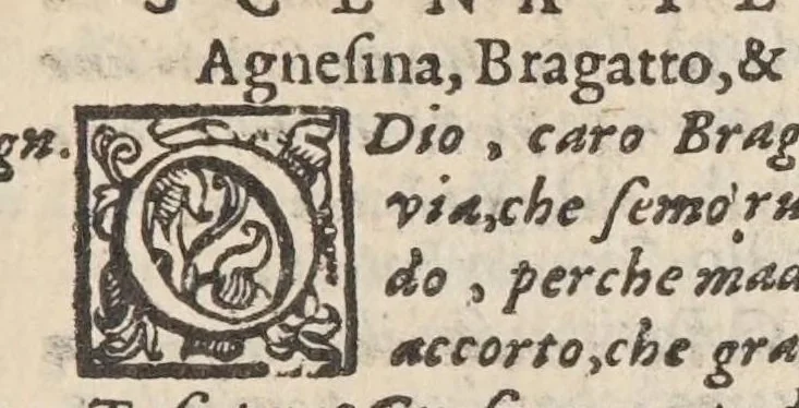 An illustration from Bragatto, comedia molto piacevole et ridicolosa, 1596, leaf 35