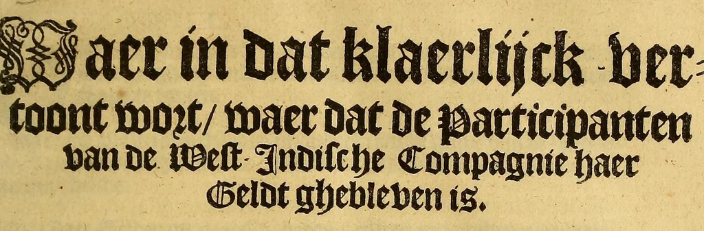 An illustration from Brasilsche gelt-sack, waer in dat klaerlijck vertoont wort, waer dat de participanten van de West-Indische Compagnie haer geldt ghebleven is, 1647, leaf 7