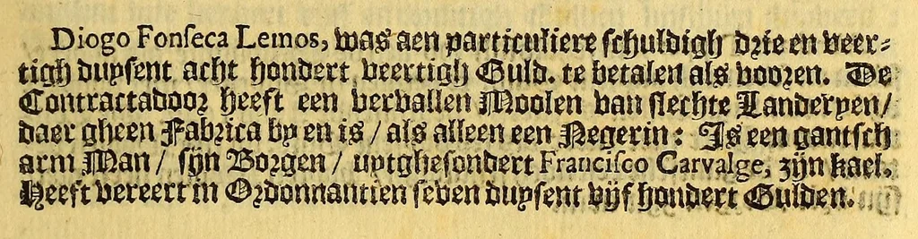 An illustration from Brasilsche gelt-sack. Waer in dat claerlijck vertoont wordt, waer dat de participanten van de West-Indische Comp. haer gelt ghebleven is, 1647, leaf 17