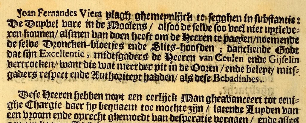An illustration from Brasilsche gelt-sack. Waer in dat claerlijck vertoont wordt, waer dat de participanten van de West-Indische Comp. haer gelt ghebleven is, 1647, leaf 8