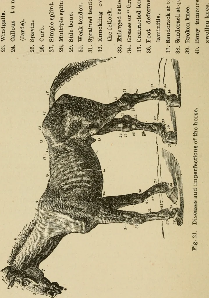 An illustration from Breeding, training, management and diseases of the horse and other domestic animals, 1893, leaf 61