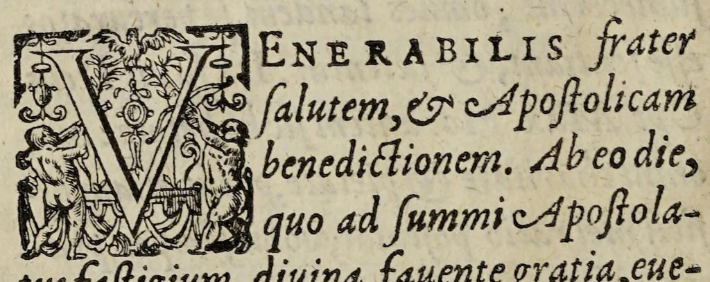 An illustration from Bref de N.S. Pere la Pape Gregoire XIIII. envoyé a Monseignevr l'Euesque de Plaisance. Contenant la premiere resolution de sa Saincteté sur les affaires du royaume de France & de lal ville de Paris., 1591, leaf 14