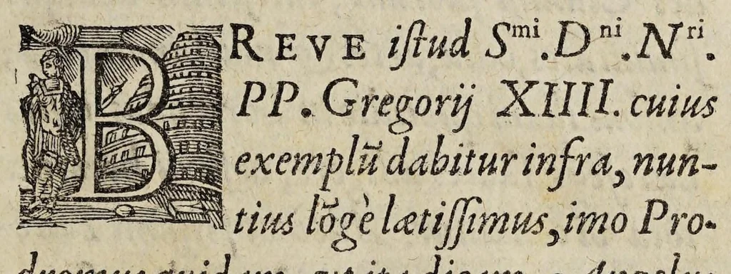 An illustration from Bref de N.S. Pere la Pape Gregoire XIIII. envoyé a Monseignevr l'Euesque de Plaisance. Contenant la premiere resolution de sa Saincteté sur les affaires du royaume de France & de lal ville de Paris., 1591, leaf 9