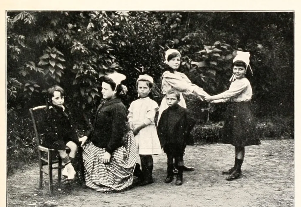 An illustration from Breton singing games, 1910, leaf 9