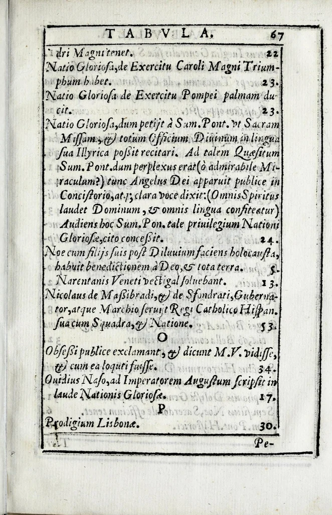 An illustration from Breve compendium nationis gloriosae linguae Illyricae : in quo breuiter origo ipsius nationis ostenditur, extensio eius copiosa, reges fidei catholicae totius Dalmatiae, Bosnae, Seruiae atque Rassiae, quos habuit : in fine vero sub vmbra aquilae magnarum alarum Respublica Ragusina feliciter quomodo moratur ..., 1638, leaf 97