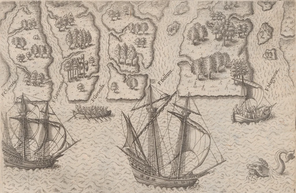 An illustration from Brevis narratio eorum quae in Florida Americae provincia Gallis acciderunt ... : quae est secunda pars Americae. Additae figurae et incolarum eicones ibidem ad vivum expressae, brevis item declaratio religionis, rituum, vivendique ratione ipsorum ..., 1591, leaf 56