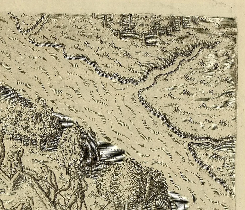 An illustration from Brevis narratio eorum quae in Florida Americae provi[n]cia Gallis acciderunt, : secunda in illam nauigatione, duce Renato de Laudo[n]niere classis praefecto anno M D LXIIII. Quae est secunda pars Americae. Additae figurae et incolarum eicones ibidem ad vivu[m] espressae brevis item declaratio religionis, rituum, vivendique ratione ipsorum., 1591, leaf 75