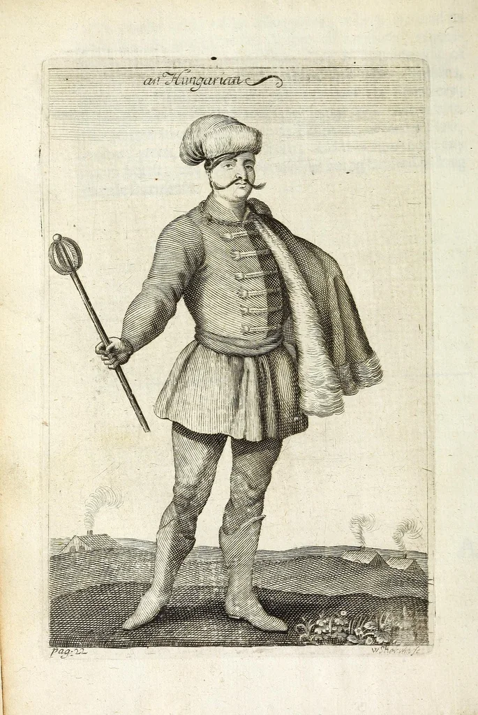 An illustration from A brief account of some travels in Hungaria, Servia, Bulgaria, Macedonia, Thessaly, Austria, Styria, Carinthia, Carniola, and Friuli : as also some observations on the gold, silver, copper, quick-silver mines, baths, and mineral waters in those parts : with the figures of some habits and remarkable places, 1673, leaf 40