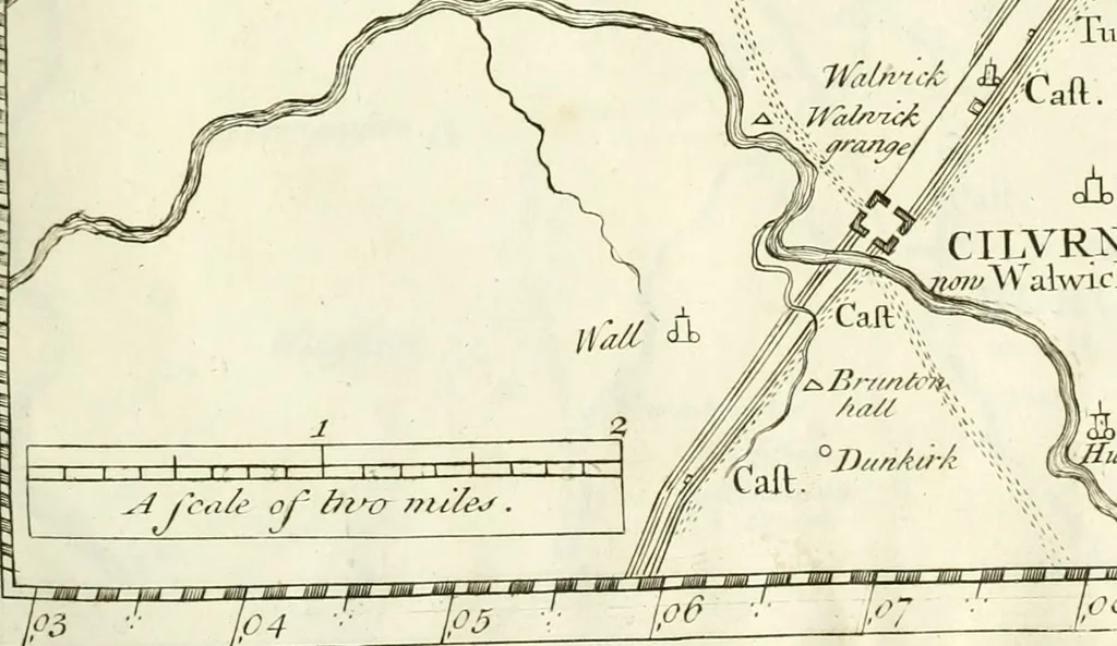 An illustration from Britannia romana: : or, The Roman antiquities of Britain: in three books. I. History of all the Roman transactions in Britain, also description of the Roman walls. II. Collection of the Roman inscriptions and sculptures discovered in Britain. III. The Roman geography of Britain, in which are given the originals of Ptolemy, Antonini Itinerarium, the Notitia, the anonymous Ravennas and Peutinger's table, so far as they relate to this island. To which are added a chronological table, and indexes to the inscriptions and sculptures. Also geographical indexes both of the Latin and English names of the Roman places in Britain, and a general index to the work, 1732, leaf 246
