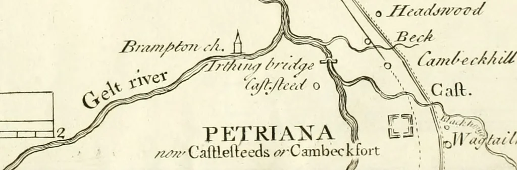 An illustration from Britannia romana: : or, The Roman antiquities of Britain: in three books. I. History of all the Roman transactions in Britain, also description of the Roman walls. II. Collection of the Roman inscriptions and sculptures discovered in Britain. III. The Roman geography of Britain, in which are given the originals of Ptolemy, Antonini Itinerarium, the Notitia, the anonymous Ravennas and Peutinger's table, so far as they relate to this island. To which are added a chronological table, and indexes to the inscriptions and sculptures. Also geographical indexes both of the Latin and English names of the Roman places in Britain, and a general index to the work, 1732, leaf 252