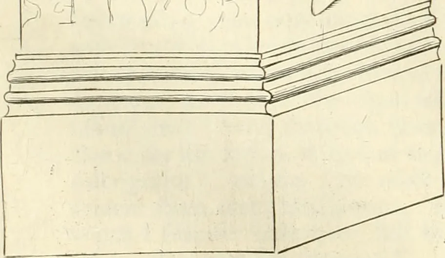 An illustration from Britannia romana: : or, The Roman antiquities of Britain: in three books. I. History of all the Roman transactions in Britain, also description of the Roman walls. II. Collection of the Roman inscriptions and sculptures discovered in Britain. III. The Roman geography of Britain, in which are given the originals of Ptolemy, Antonini Itinerarium, the Notitia, the anonymous Ravennas and Peutinger's table, so far as they relate to this island. To which are added a chronological table, and indexes to the inscriptions and sculptures. Also geographical indexes both of the Latin and English names of the Roman places in Britain, and a general index to the work, 1732, leaf 311