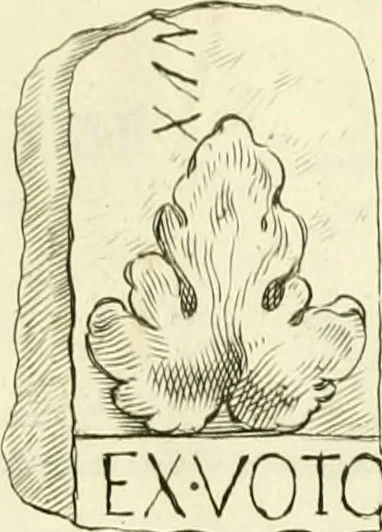 An illustration from Britannia romana: : or, The Roman antiquities of Britain: in three books. I. History of all the Roman transactions in Britain, also description of the Roman walls. II. Collection of the Roman inscriptions and sculptures discovered in Britain. III. The Roman geography of Britain, in which are given the originals of Ptolemy, Antonini Itinerarium, the Notitia, the anonymous Ravennas and Peutinger's table, so far as they relate to this island. To which are added a chronological table, and indexes to the inscriptions and sculptures. Also geographical indexes both of the Latin and English names of the Roman places in Britain, and a general index to the work, 1732, leaf 332