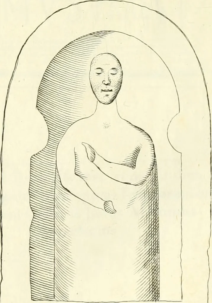 An illustration from Britannia romana: : or, The Roman antiquities of Britain: in three books. I. History of all the Roman transactions in Britain, also description of the Roman walls. II. Collection of the Roman inscriptions and sculptures discovered in Britain. III. The Roman geography of Britain, in which are given the originals of Ptolemy, Antonini Itinerarium, the Notitia, the anonymous Ravennas and Peutinger's table, so far as they relate to this island. To which are added a chronological table, and indexes to the inscriptions and sculptures. Also geographical indexes both of the Latin and English names of the Roman places in Britain, and a general index to the work, 1732, leaf 358