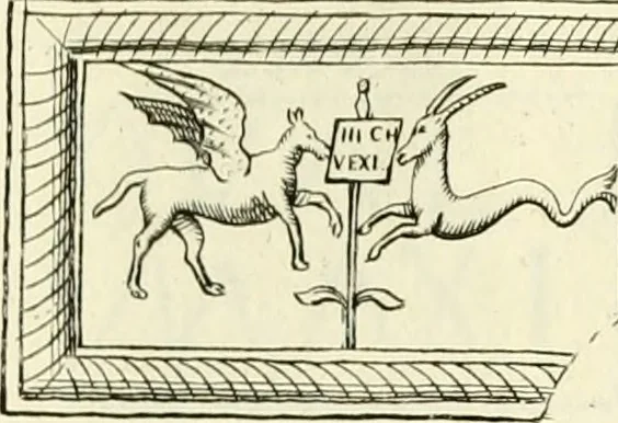 An illustration from Britannia romana: : or, The Roman antiquities of Britain: in three books. I. History of all the Roman transactions in Britain, also description of the Roman walls. II. Collection of the Roman inscriptions and sculptures discovered in Britain. III. The Roman geography of Britain, in which are given the originals of Ptolemy, Antonini Itinerarium, the Notitia, the anonymous Ravennas and Peutinger's table, so far as they relate to this island. To which are added a chronological table, and indexes to the inscriptions and sculptures. Also geographical indexes both of the Latin and English names of the Roman places in Britain, and a general index to the work, 1732, leaf 386