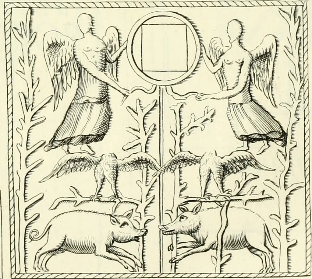 An illustration from Britannia romana: : or, The Roman antiquities of Britain: in three books. I. History of all the Roman transactions in Britain, also description of the Roman walls. II. Collection of the Roman inscriptions and sculptures discovered in Britain. III. The Roman geography of Britain, in which are given the originals of Ptolemy, Antonini Itinerarium, the Notitia, the anonymous Ravennas and Peutinger's table, so far as they relate to this island. To which are added a chronological table, and indexes to the inscriptions and sculptures. Also geographical indexes both of the Latin and English names of the Roman places in Britain, and a general index to the work, 1732, leaf 386