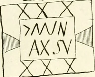 An illustration from Britannia romana: : or, The Roman antiquities of Britain: in three books. I. History of all the Roman transactions in Britain, also description of the Roman walls. II. Collection of the Roman inscriptions and sculptures discovered in Britain. III. The Roman geography of Britain, in which are given the originals of Ptolemy, Antonini Itinerarium, the Notitia, the anonymous Ravennas and Peutinger's table, so far as they relate to this island. To which are added a chronological table, and indexes to the inscriptions and sculptures. Also geographical indexes both of the Latin and English names of the Roman places in Britain, and a general index to the work, 1732, leaf 390