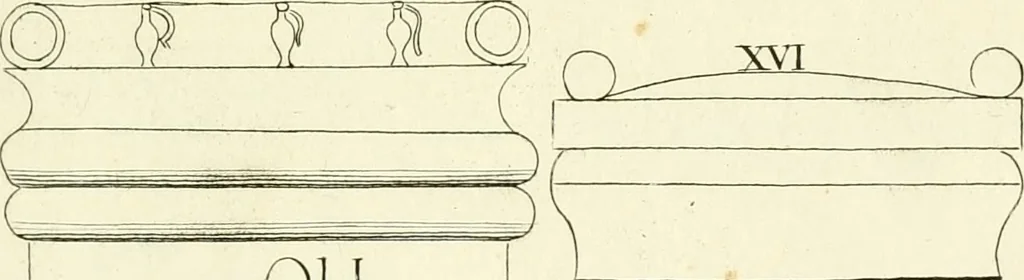 An illustration from Britannia romana: : or, The Roman antiquities of Britain: in three books. I. History of all the Roman transactions in Britain, also description of the Roman walls. II. Collection of the Roman inscriptions and sculptures discovered in Britain. III. The Roman geography of Britain, in which are given the originals of Ptolemy, Antonini Itinerarium, the Notitia, the anonymous Ravennas and Peutinger's table, so far as they relate to this island. To which are added a chronological table, and indexes to the inscriptions and sculptures. Also geographical indexes both of the Latin and English names of the Roman places in Britain, and a general index to the work, 1732, leaf 428