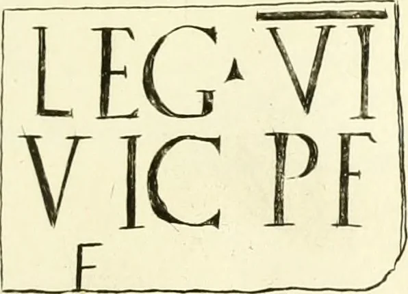 An illustration from Britannia romana: : or, The Roman antiquities of Britain: in three books. I. History of all the Roman transactions in Britain, also description of the Roman walls. II. Collection of the Roman inscriptions and sculptures discovered in Britain. III. The Roman geography of Britain, in which are given the originals of Ptolemy, Antonini Itinerarium, the Notitia, the anonymous Ravennas and Peutinger's table, so far as they relate to this island. To which are added a chronological table, and indexes to the inscriptions and sculptures. Also geographical indexes both of the Latin and English names of the Roman places in Britain, and a general index to the work, 1732, leaf 432