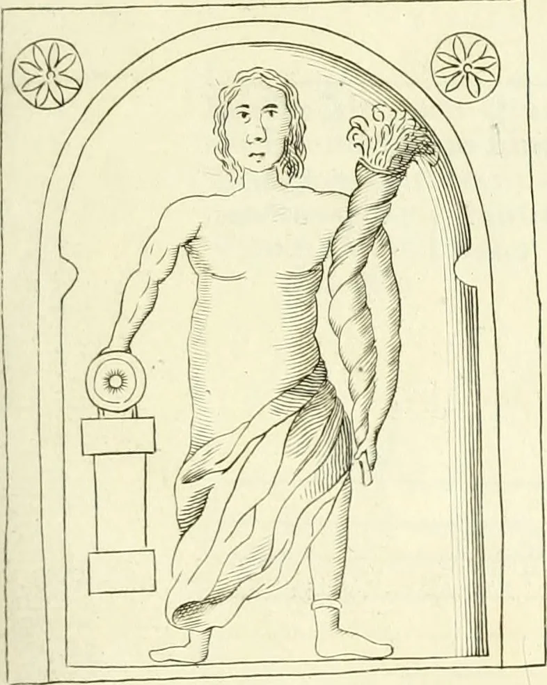 An illustration from Britannia romana: : or, The Roman antiquities of Britain: in three books. I. History of all the Roman transactions in Britain, also description of the Roman walls. II. Collection of the Roman inscriptions and sculptures discovered in Britain. III. The Roman geography of Britain, in which are given the originals of Ptolemy, Antonini Itinerarium, the Notitia, the anonymous Ravennas and Peutinger's table, so far as they relate to this island. To which are added a chronological table, and indexes to the inscriptions and sculptures. Also geographical indexes both of the Latin and English names of the Roman places in Britain, and a general index to the work, 1732, leaf 476