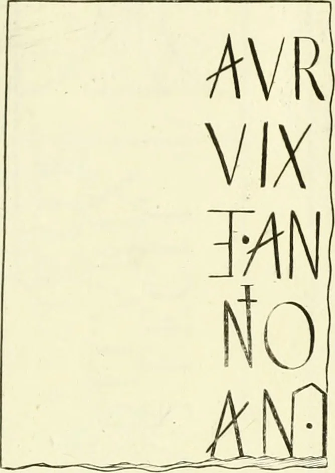 An illustration from Britannia romana: : or, The Roman antiquities of Britain: in three books. I. History of all the Roman transactions in Britain, also description of the Roman walls. II. Collection of the Roman inscriptions and sculptures discovered in Britain. III. The Roman geography of Britain, in which are given the originals of Ptolemy, Antonini Itinerarium, the Notitia, the anonymous Ravennas and Peutinger's table, so far as they relate to this island. To which are added a chronological table, and indexes to the inscriptions and sculptures. Also geographical indexes both of the Latin and English names of the Roman places in Britain, and a general index to the work, 1732, leaf 494